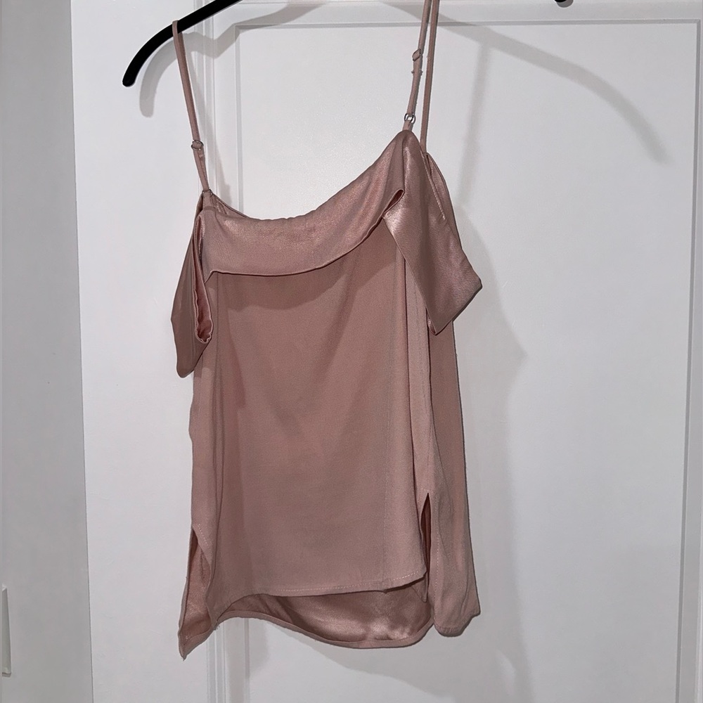 Pink Satin Off-Shoulder Top